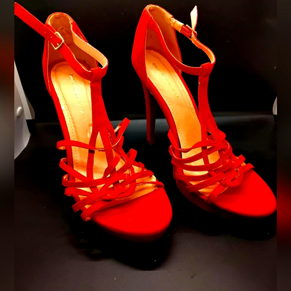 Elegant Red Strappy Heels